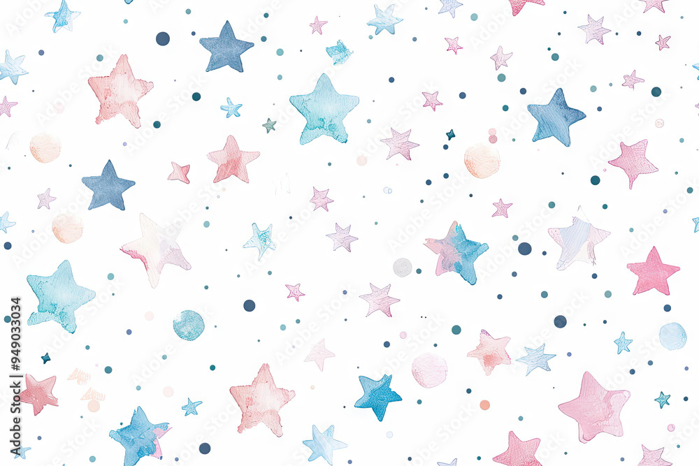Poster artistic pattern with planets and stars in a children's style