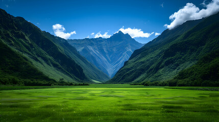 Obraz premium View Valley With Mountains The Background
