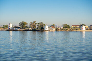 Fototapeta premium Alburrica windmills, the emblem that identifies the city of Barreiro.