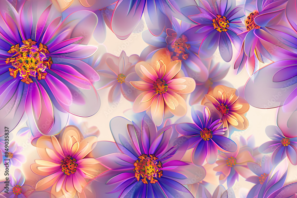 Poster modern decorative pattern with smooth color transitions and voluminous petals. great for packaging a