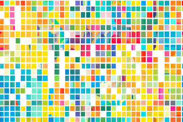 Mosaic of bright squares in pixel style