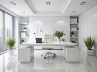Fototapeta premium Crisp Clean Minimalist White Mono Modern Professional Efficiency