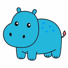 Illustration of colorful cartoon character hippo stock illustration
