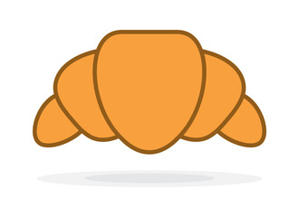 Croissant vector illustration isolated on white background. French Croissant colorful icon. Flat food solid icon design. Icon for infographic, packaging label, food app website and bistro.
