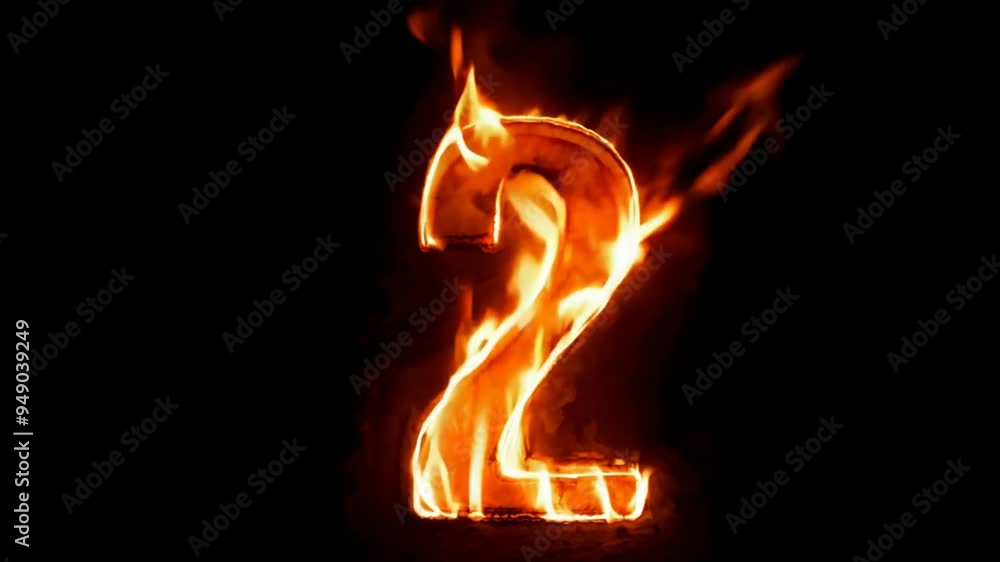 Poster flames reveal the number two burning brightly in a dark setting generative ai