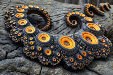 Obraz premium Abstract Octopus Tentacle Pattern on Grey Wood Background