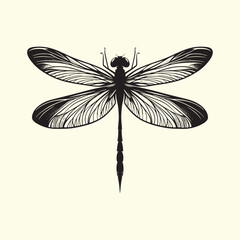 Editable Black Dragonfly Silhouette Design on Transparent Background
