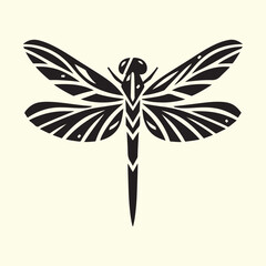 Editable Black Dragonfly Silhouette Design on Transparent Background