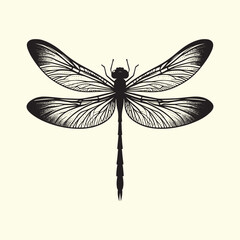 Editable Black Dragonfly Silhouette Design on Transparent Background
