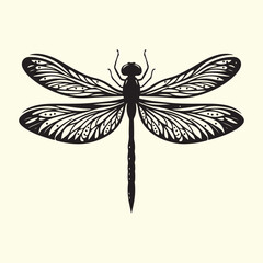 Editable Black Dragonfly Silhouette Design on Transparent Background