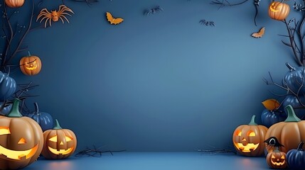Spooky Halloween illustration for kids carwed pumpkins