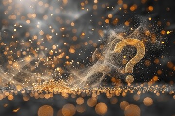 Golden Question Mark in Sparkling Dust