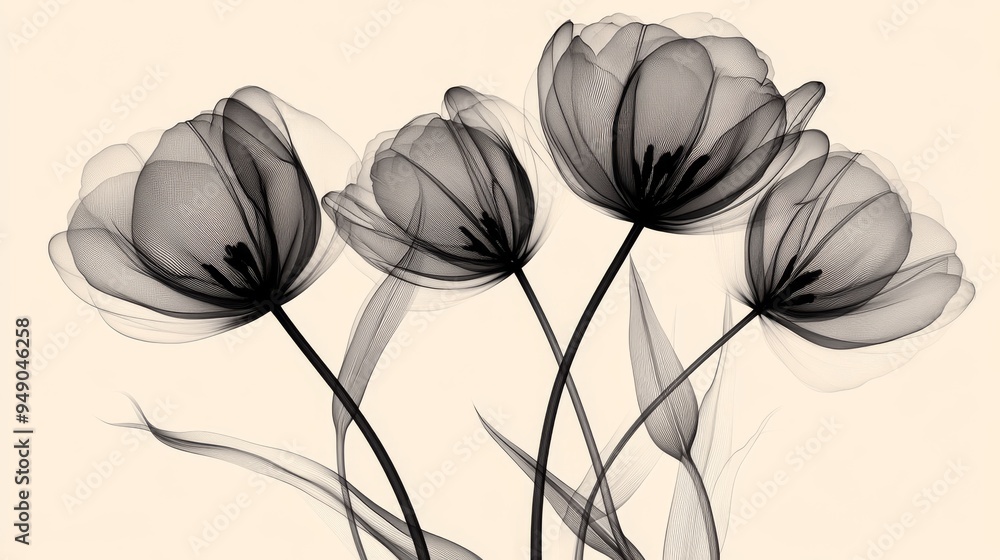 Canvas Prints this wallpaper features elegant and timeless flower drawings in a minimalist style