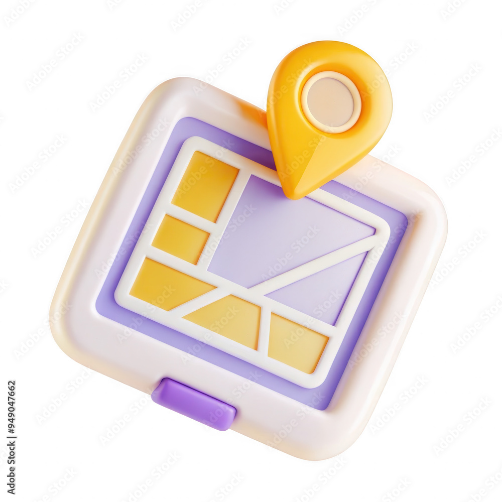 Poster colorful map icon with a location pin indicator designed creatively for interactive applications and