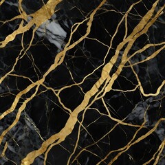 Black Marble Texture with Gold Veins