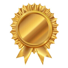 Gold award ribbon, gold medal badge icon 