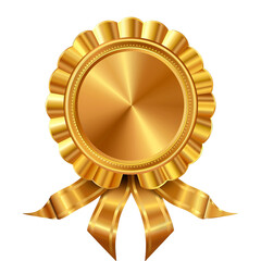 Gold award ribbon, gold medal badge icon 
