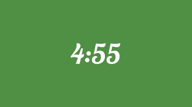 5 Minute Countdown Timer, White Digital Numbers
