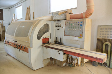 Interior of Wood Processing Industry Featuring CNC Cutting Machines and Wood Processing Equipment