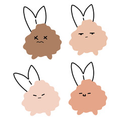 Pastel Cute Character Vector | Various Expressions | Line Art | Minimalist Design (4 Vectors)