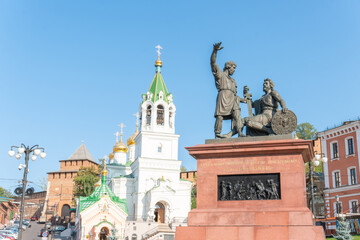 minin monument pozharsky landmark church russia architecture tourism city brick kremlin dome