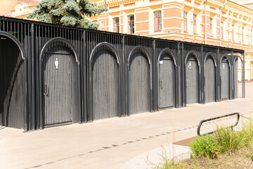 sanitary rent temporary bathroom cabin toilet plastic blue lavatory public mobile closet restroom