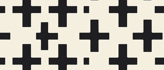 Obraz premium A black and white pattern of crosses is displayed