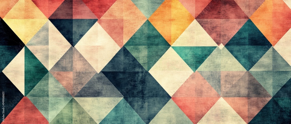 Poster a colorful pattern of squares and triangles