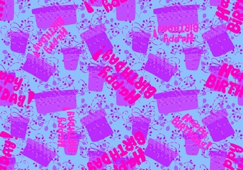 Birthday seamless pattern for wrapping paper and fabrics and linens