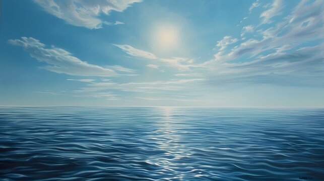 serene ocean horizon blending into endless sky seaside
