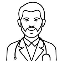 Doctor line icon. Black vector illustration. Editable stroke.