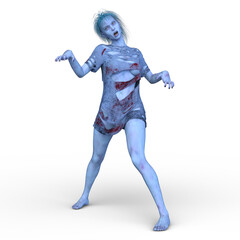 女性ゾンビ　3DCGレンダリング