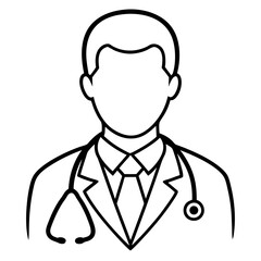 Doctor line icon. Black vector illustration. Editable stroke.