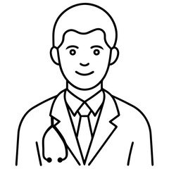 Doctor line icon. Black vector illustration. Editable stroke.