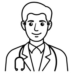 Doctor line icon. Black vector illustration. Editable stroke.