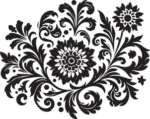 A black and white floral flower silhouette design