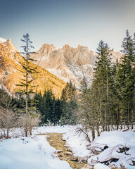The peaks of the julian Alps bathed in sunshine 