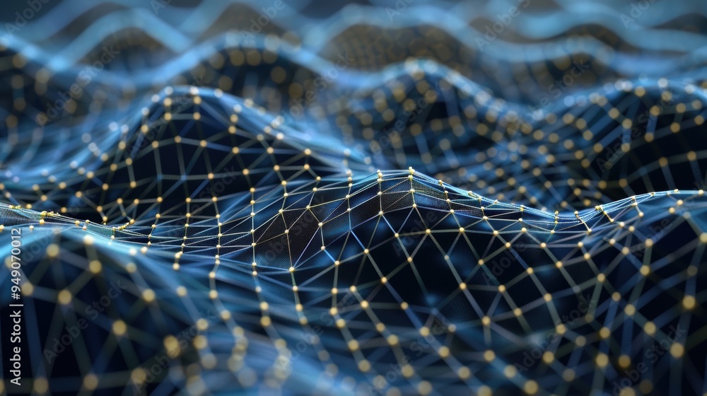 Aufkleber abstract network of points and lines forming digital terrain