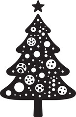 A black and white christmas tree silhouette design