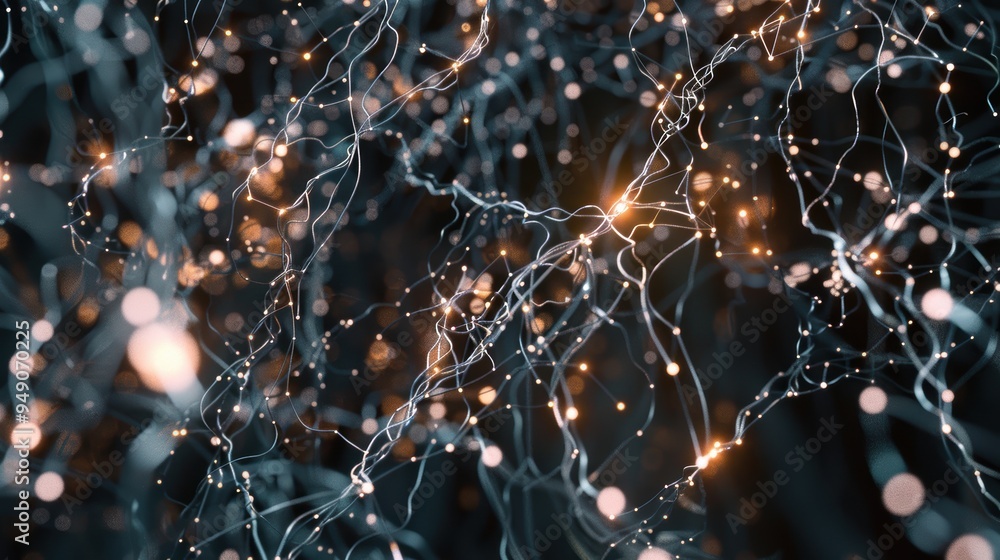 Poster complex neural network communicating with synapses connections