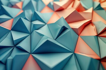 Fototapeta premium Abstract Geometric Pattern with Teal and Peach Triangles