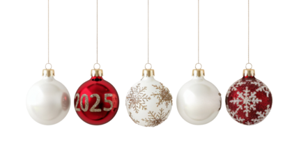 Christmas ball as a New Year 2025 isolated on white background