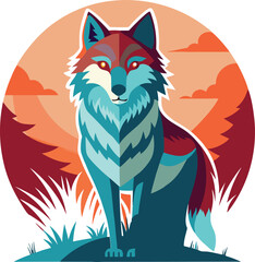 Wold cartoon vector with forest cartoon background