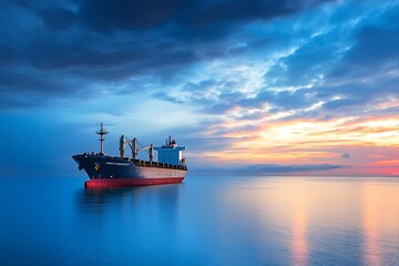 Fototapeta premium ship at sunset