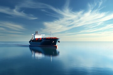Fototapeta premium The imposing presence of a cargo ship