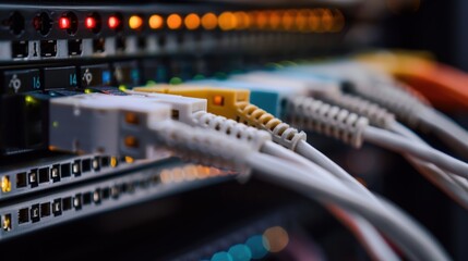 Network cables connected to server providing internet connection