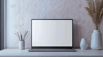 Obraz premium laptop on the table with white background