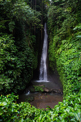 Amazing Leke-Leke waterfall near Ubud in Bali, Indonesia. Secret Bali jungle Waterfall