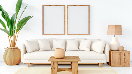 Living room furniture with modern interior design showcasing cozy living space and natural elements