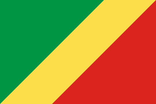 The official national flag of Republic of the Congo. Correct proportions and colors. Vector illustration